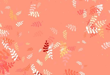 Light Red, Yellow vector natural background with leaves.