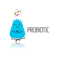 Funny and scary bacteria characters isolated on white. Vector icons of gut and intestinal flora, germs, virus.