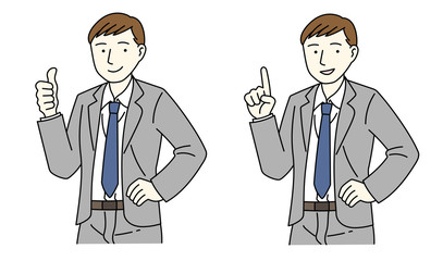 説明をするスーツの男性のセット