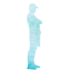  isolated, watercolor silhouette of a man in a cap