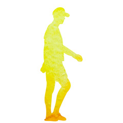 vector, isolated, watercolor silhouette of a man walking