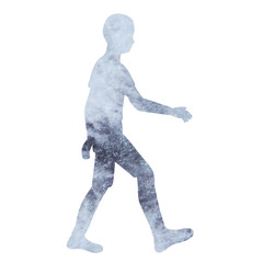  gray watercolor boy silhouette, on white background