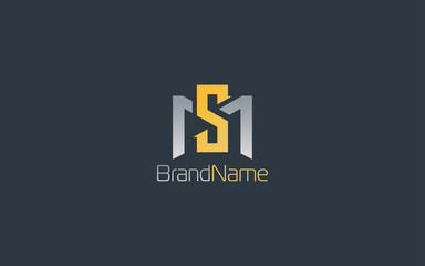 Luxury logo letter S and M formed in simple and modern shape with gold Color