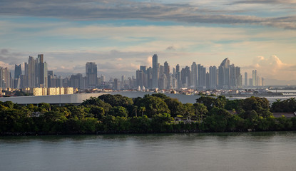 Panama City Pano. View from a cruise ship of the Panama City, also simply known as Panama, is the capital and largest city of Panama.