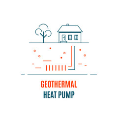 Geothermal energy logo template, flat style icon design.