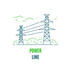 Power line, electricity supply, flat style icon design.