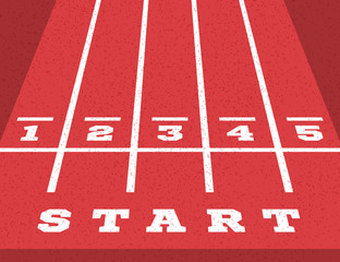 Perspective start on the go-kart running track. road markings