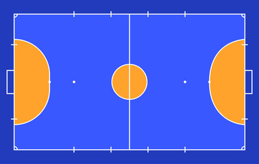 Field for futsal. Orange Outline of lines futsal field Vector illustration.