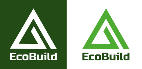 Home building logo and symbols. Eco Real estate vector logo. Vector Abstract icons green triangle.