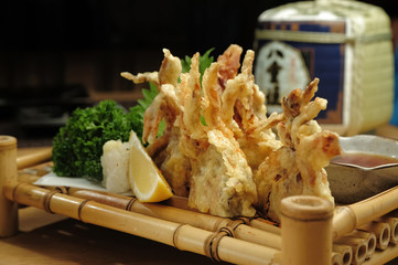 A Dish Of Japanese Style Fried Soft Shell Crab Tempura