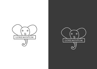 Elephant symbol - vector illustration in white background .logo design elephant,elephant minimal,graphics ,vintage retro logo design .elephant line art logo design 6