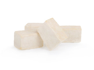 closeup tofu isolated on white background