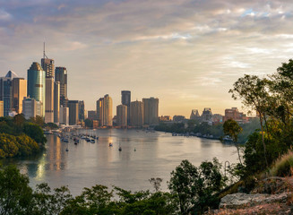 Scenic sunset over the Brisbane City, Australia
