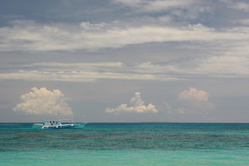 Fototapeta premium A bangka, the traditional filipino fishing boat. Boracay island. Western Visayas. Philippines