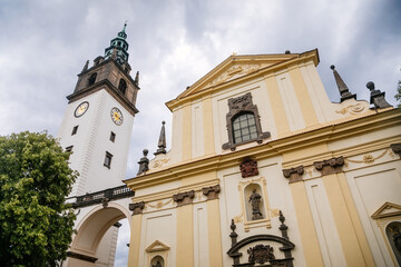 Baroque St. Stephens Cathedral with the tower at Domehill, Litomerice