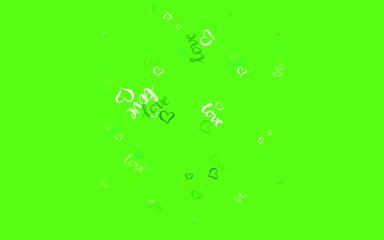 Light Green vector pattern with colorful hearts.