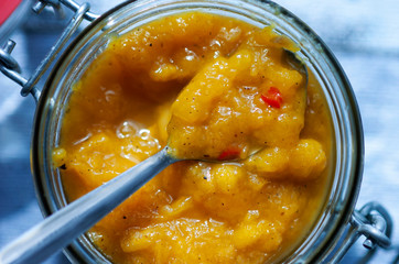 Traditional Indian Mango Chutney in Mason Jar