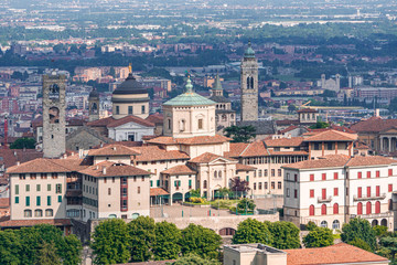 Fototapeta na wymiar The city of Bergamo, the historic center and its architecture, Lombardy, Italy - June 2020.
