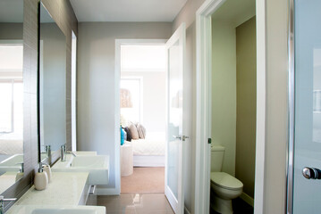 A luxury modern bathroom interior design view