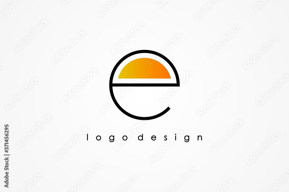 Aufkleber simple initial letter e logo. black circular line isolated on white background. usable for business 