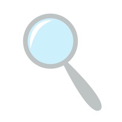 Vector flat colorful illustration of magnifier, search or science concept, isolated on white background