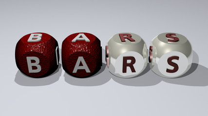 bars combined by dice letters and color crossing for the related meanings of the concept for background and illustration