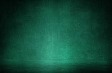 Abstract green room background, design layout, studio template.