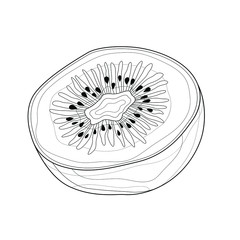 Half kiwi. Fruit.Coloring book antistress for children and adults. Zen-tangle style.Black and white drawing