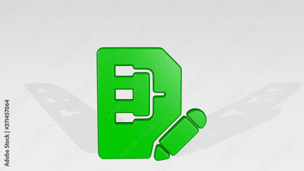 Poster code write 3d icon casting shadow - 3d illustration for background and concept