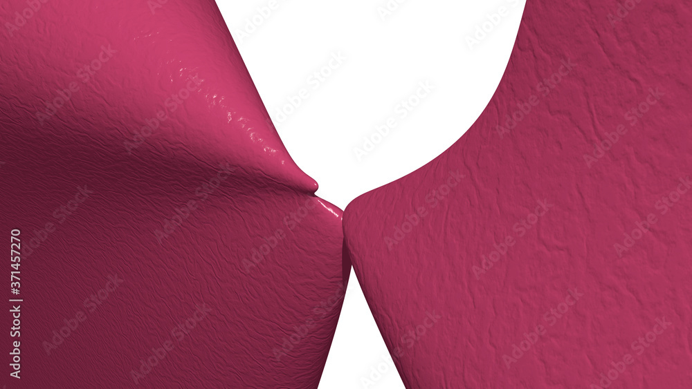 Poster mathematical shape made of crimson monochromic 3d curved abstract background image made of plain mar