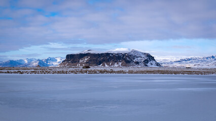 Fototapeta na wymiar The Mountains of Iceland's South Coast in Winter.