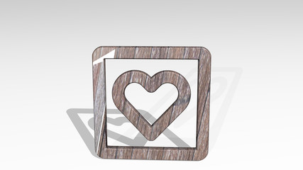 mask heart alternate 3D icon standing on the floor - 3D illustration for background and face