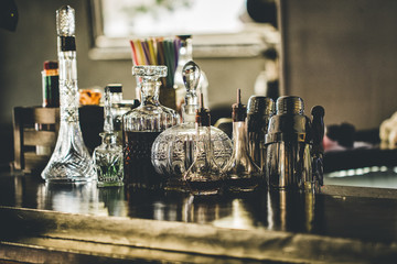 Bottles on the bar, vintage bottles