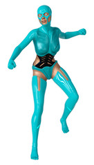 3D Rendering Female Robot on White