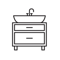 vanity unit and washbasin icon - vector illustration