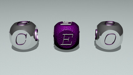 CEO text of cubic individual letters - 3D illustration for business and businessman