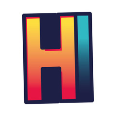 3d h gradient letter design, lettering typography retro and comic theme Vector illustration