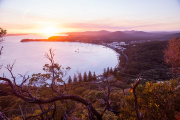 Beautiful sunset over the Shoal Bay, Australia