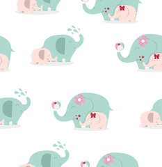 Cute elephants illustration vector pattern