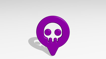 style one pin skull 3D icon casting shadow - 3D illustration for background and design