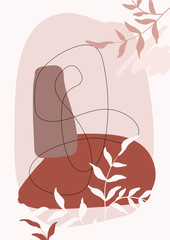 Cartoon simple line art invitation cards, minimalism hand drawing vector banner template. Contemporary background. 