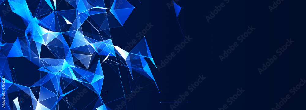 Aufkleber Abstract polygonal space with connecting dots and lines. Dark background. Connection structure. 3d Widescreen