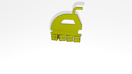 Obraz premium IRON 3D icon object on text of cubic letters - 3D illustration for background and metal