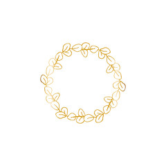 Vector emblem template for cosmetics, beauty studio, spa. Flower gold frame badge, logo in minimalism style, liner icon.