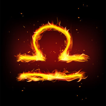 Libra vector zodiac sign fire
