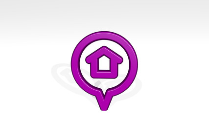 STYLE ONE PIN HOME 3D icon casting shadow - 3D illustration for background and design