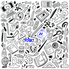 Art tools - doodle set , background