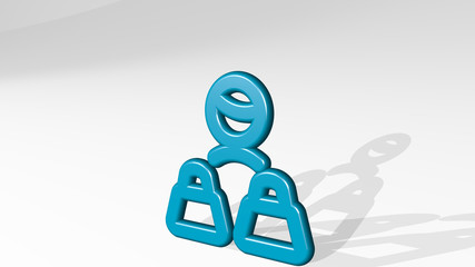 SHOPPING BAG MAN 3D icon casting shadow - 3D illustration for background and business