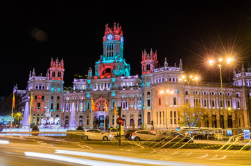 Fototapeta na wymiar Madrid at night during the Christmas holidays