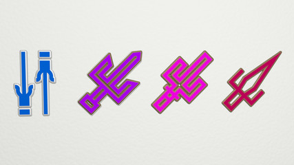 sai 4 icons set - 3D illustration for thailand and city